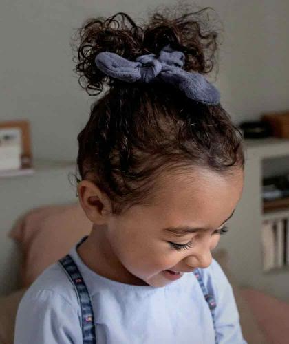 Cotton gauze Bow Scrunchie BACHCA blue muslin hair accessory kids children retro look l'Officina