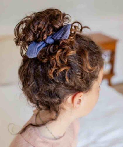 Cotton gauze Bow Scrunchie BACHCA blue muslin hair accessory kids children retro look l'Officina