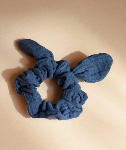 Cotton gauze Bow Scrunchie BACHCA blue muslin hair accessory kids children retro look l'Officina