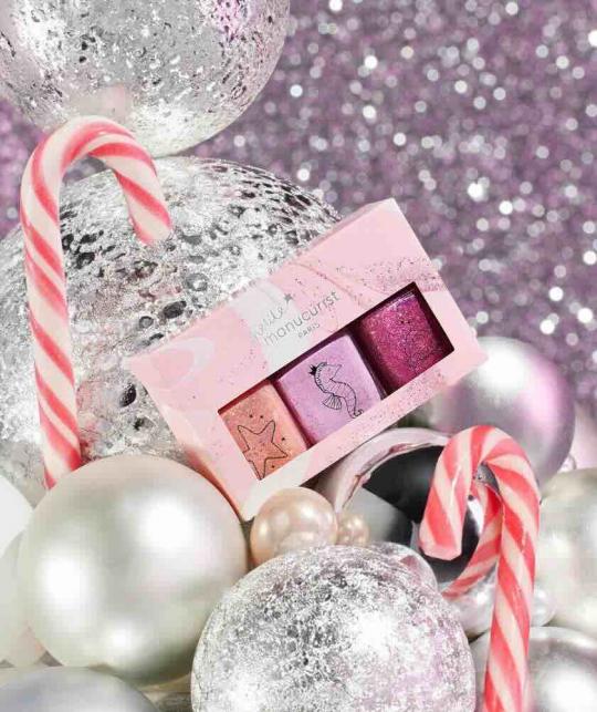 Gift Box Holiday Kids nail polish Petite Manucurist pink glitter l'Officina Paris natural cosmetics