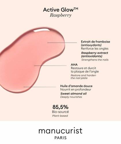 Manucurist Green Active Glow nail care polish peach color healthy glow Raspberry