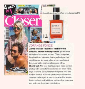 Manucurist Vernis Green Coral Reef dans Closer sept 2019